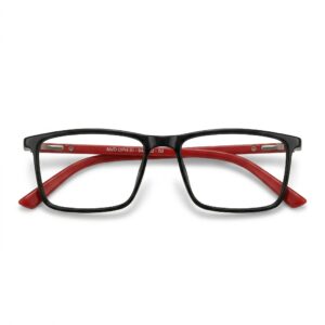 Red Black Rectangle Eyeglasses