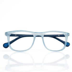 Transparent Blue Full Rim Rectangle Frame With Blue Cut Blue Lens