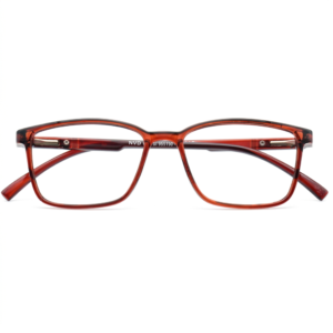 Transparent Brown Rectangle With Blue Cut Blue Lens