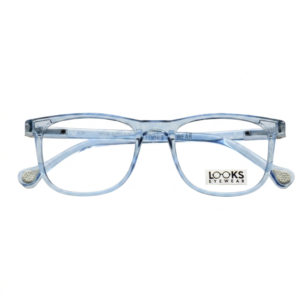 Transparent Light Blue Full Rim Rectangle Frame With Blue Cut Blue Lens