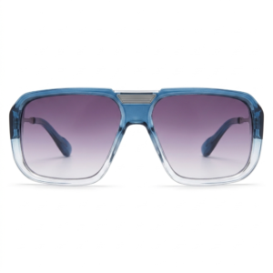 Transparent Blue Frame Gradient Purple Lenses Sunglass